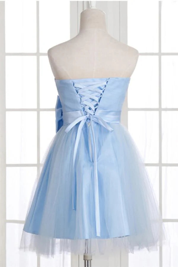 Robe Weitese trapèze bustier avec nœud papillon, robe de bal courte, robe de soirée